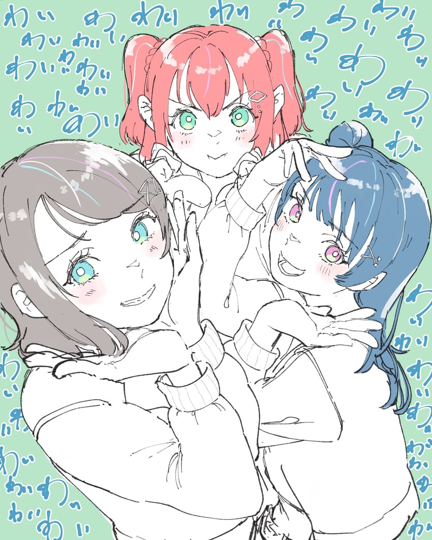 watanabe you, tsushima yoshiko, and kurosawa ruby (love live! and 1 more) drawn by piyosan1031