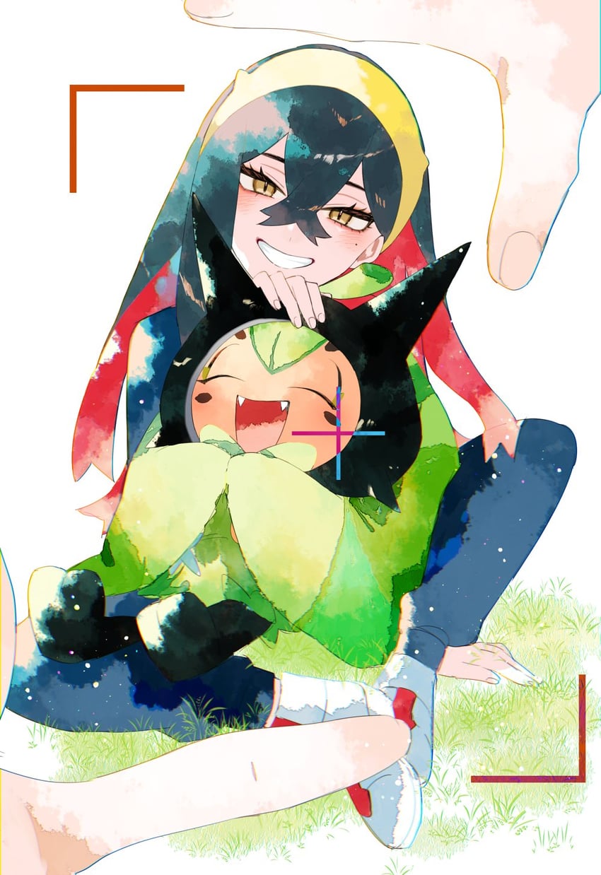 carmine, florian, and ogerpon (pokemon and 1 more) drawn by kouta_(pixiv14981568)