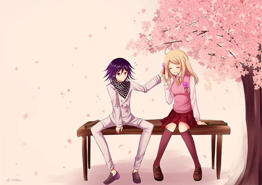 oma kokichi and akamatsu kaede (danganronpa and 1 more) drawn by tsubaki_metasu