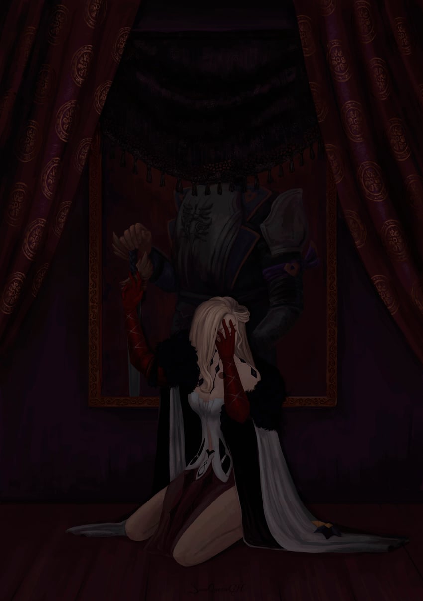 signora and rostam (genshin impact) drawn by snowqueen-gh