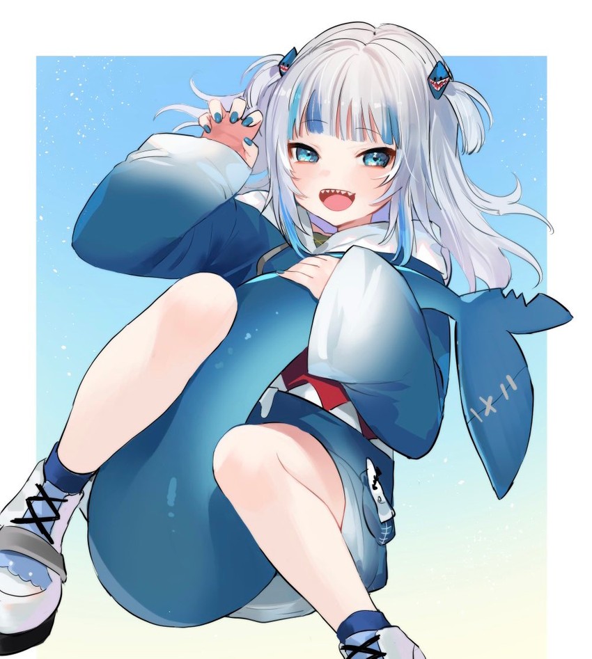 gawr gura (hololive and 1 more) drawn by nima_(niru54)