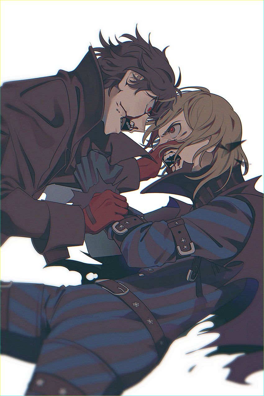 amamiya ren, akechi gorou, joker, and black mask (persona and 1 more) drawn by elulit2