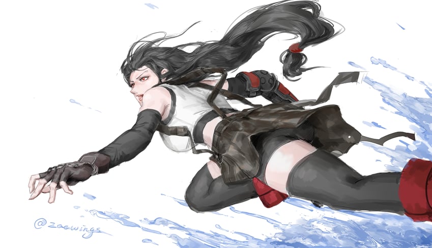 tifa lockhart (final fantasy and 3 more) drawn by zoewingsz