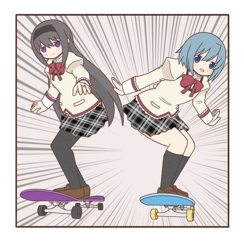 akemi homura and miki sayaka (mahou shoujo madoka magica) drawn by yuno385