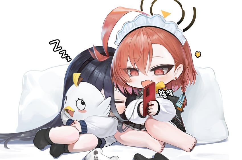 aris, neru, and peroro (blue archive) drawn by dokomon
