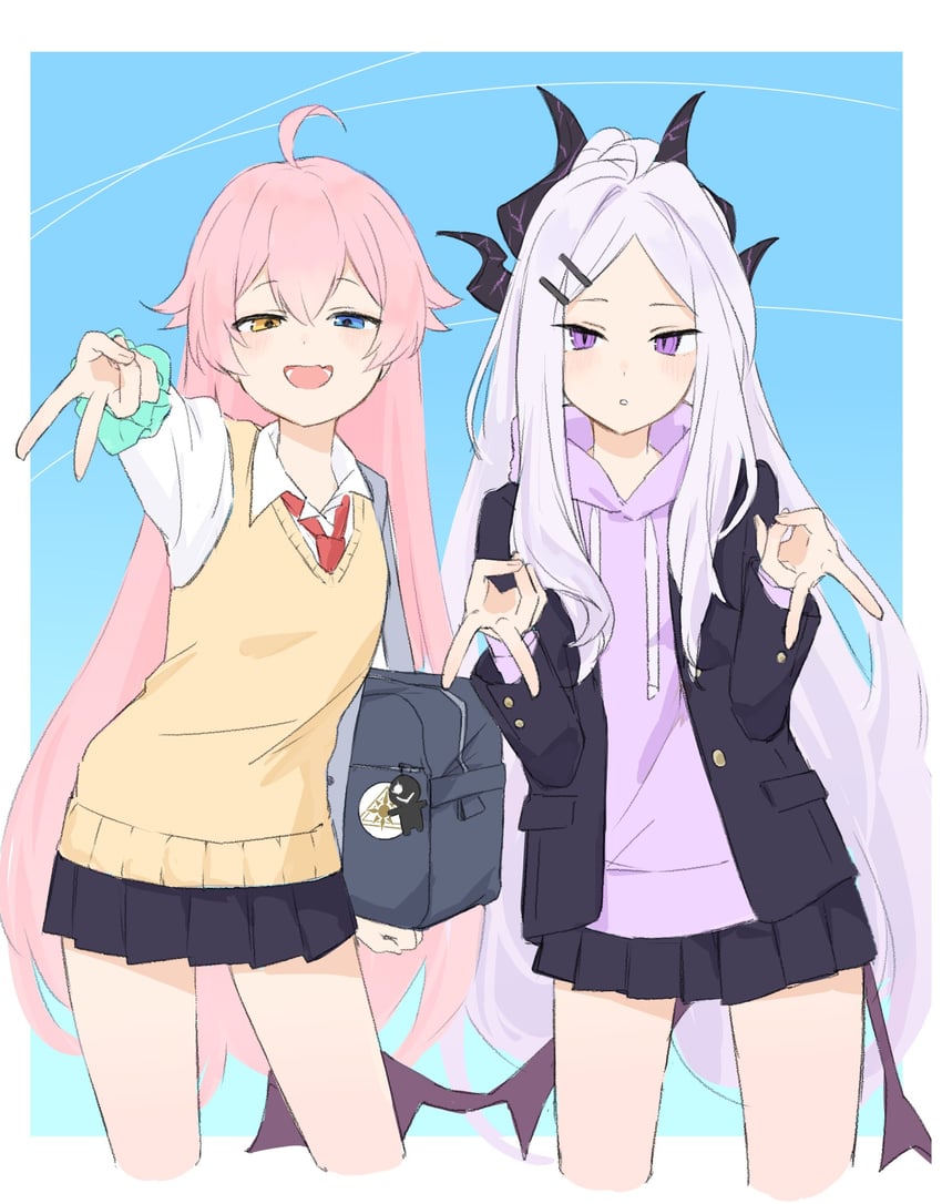 hina, hoshino, and black suit (blue archive) drawn by haru_15_hiko