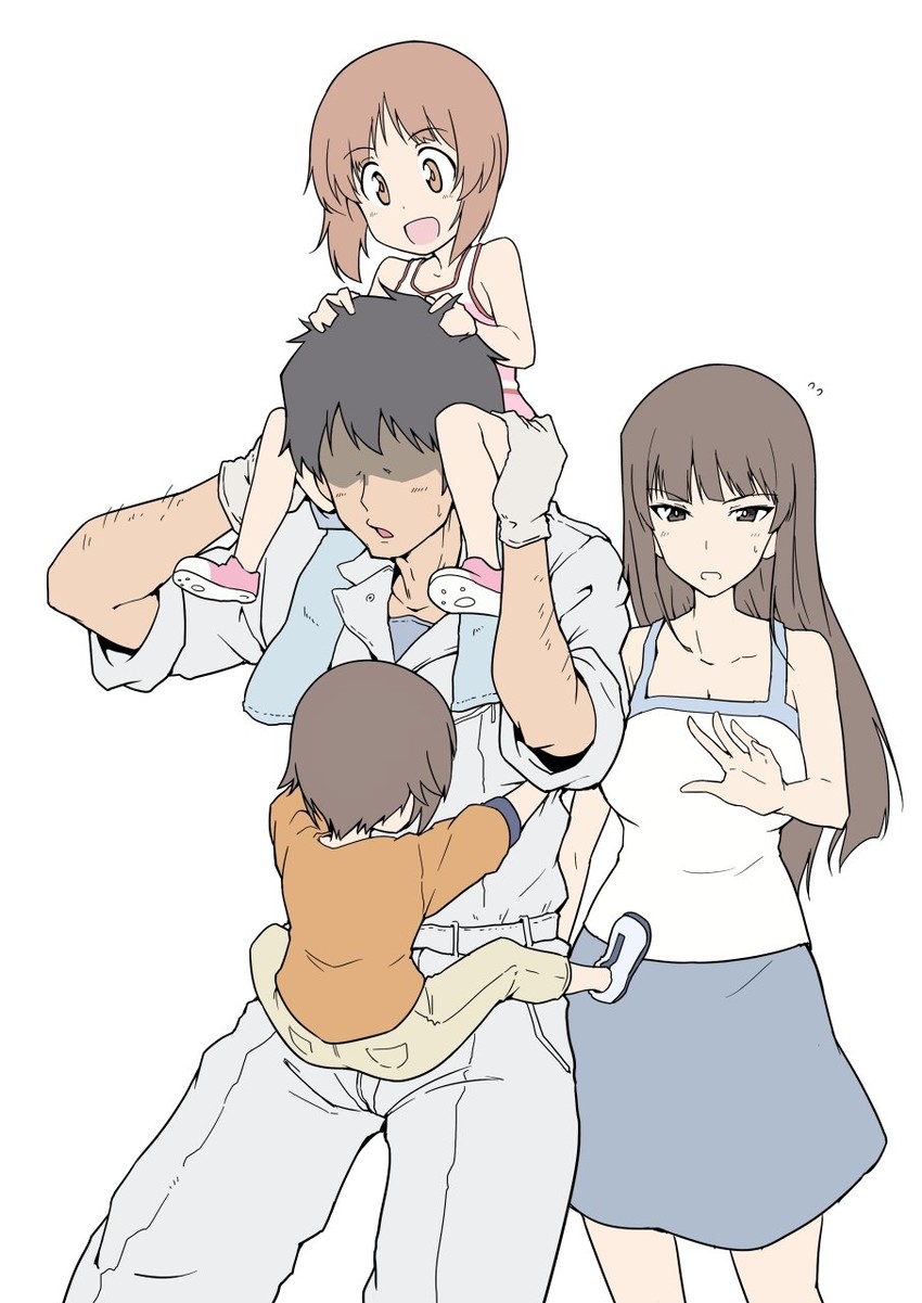 nishizumi miho, nishizumi maho, nishizumi shiho, and nishizumi tsuneo (girls und panzer) drawn by halcon