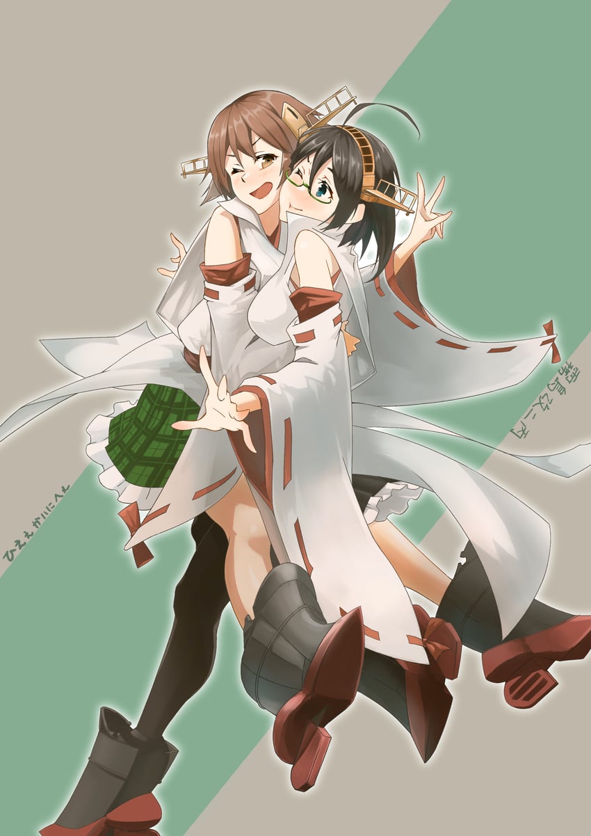 hiei, kirishima, hiei kai ni, and kirishima kai ni (kantai collection) drawn by echo-kilo