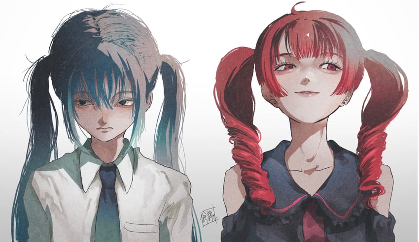 hatsune miku and kasane teto (vocaloid and 1 more) drawn by sokura_(mochichitose)
