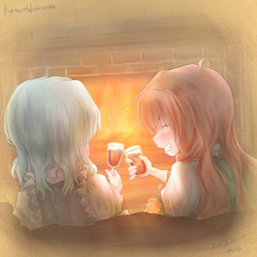 izayoi sakuya and hong meiling (touhou) drawn by aosiro-michi