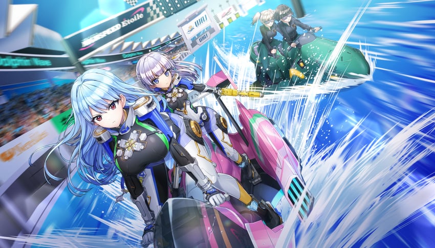nayuki hiori, schnee weissberg, and asakawa kanata (dolphin wave and 1 more) drawn by ootomo_takuji