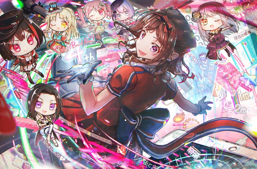 mitake ran, tsurumaki kokoro, maruyama aya, minato yukina, toyama kasumi, and 2 more (bang dream!) drawn by nasuharu_(kom_4em)