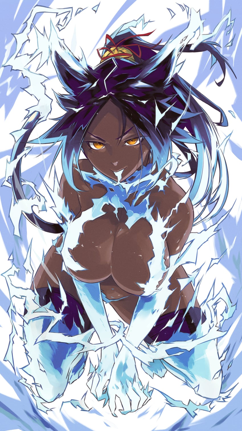 shihouin yoruichi (bleach and 1 more) drawn by king_rooper