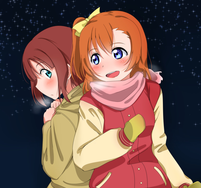 kosaka honoka and kosaka yukiho (love live! and 1 more) drawn by honomask