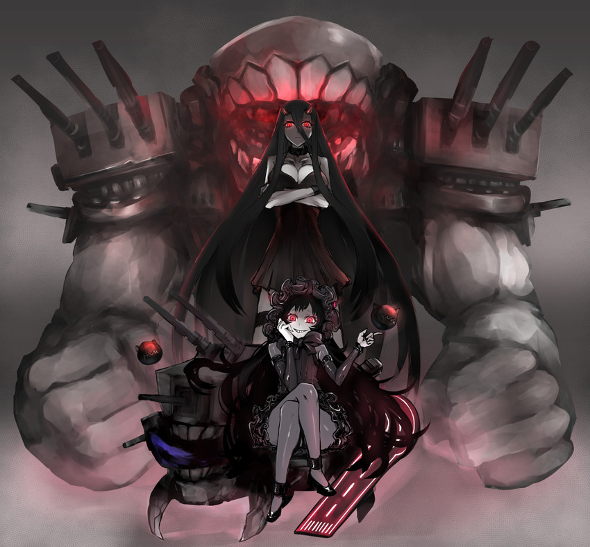 battleship princess, isolated island oni, and floating fortress (kantai collection) drawn by jariinu_(gomasionori)