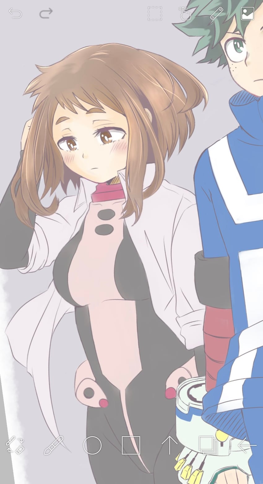 midoriya izuku and uraraka ochaco (boku no hero academia) drawn by amazake_suki