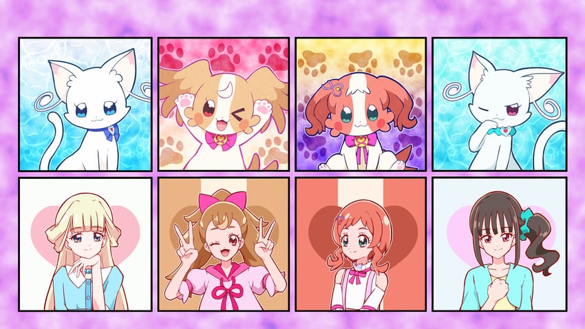 nekoyashiki yuki, inukai komugi, nekoyashiki mayu, and inukai iroha (precure and 1 more) drawn by @est@