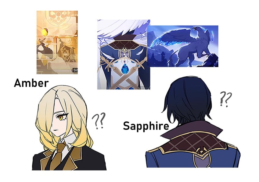 sapphire and amber (honkai and 1 more) drawn by cioccolatodorima