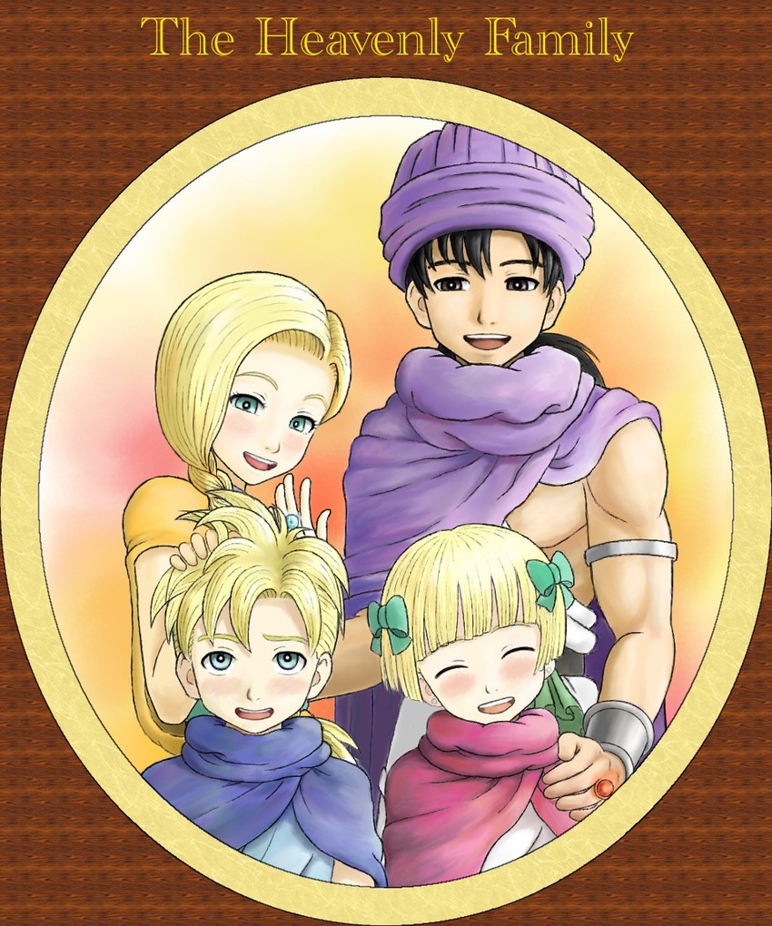 bianca, hero, hero's daughter, and hero's son (dragon quest and 1 more) drawn by usakana