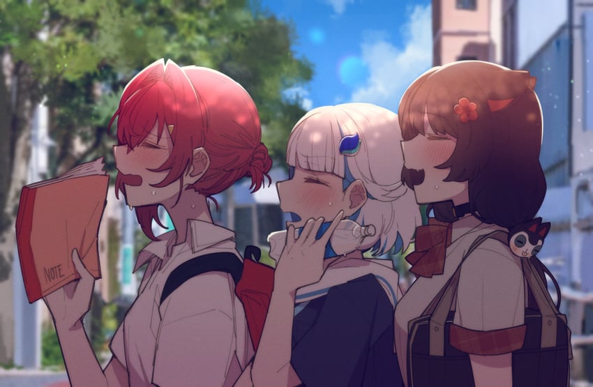 lize helesta, ange katrina, and inui toko (nijisanji) drawn by mitsumine_(ookami_no_oyashiro)