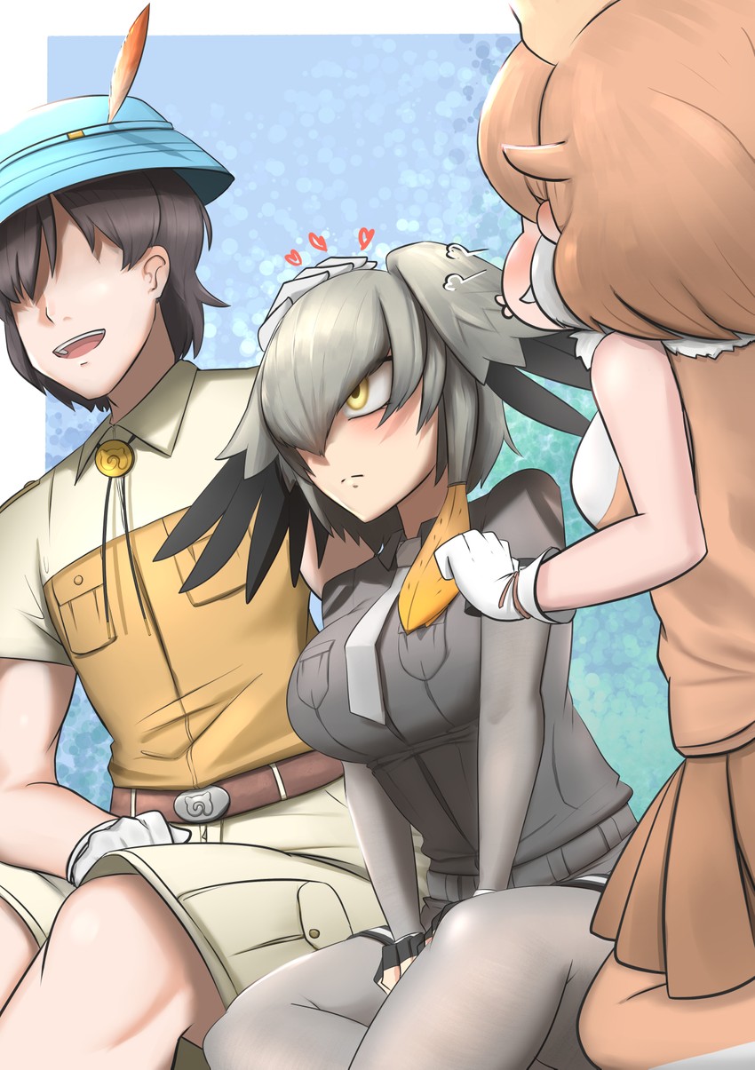 shoebill, captain, and dhole (kemono friends and 1 more) drawn by john_(a2556349)