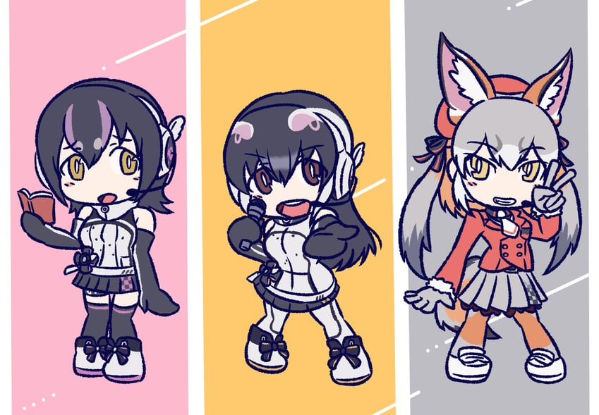 island fox, humboldt penguin, and african penguin (kemono friends and 1 more) drawn by 4600ns