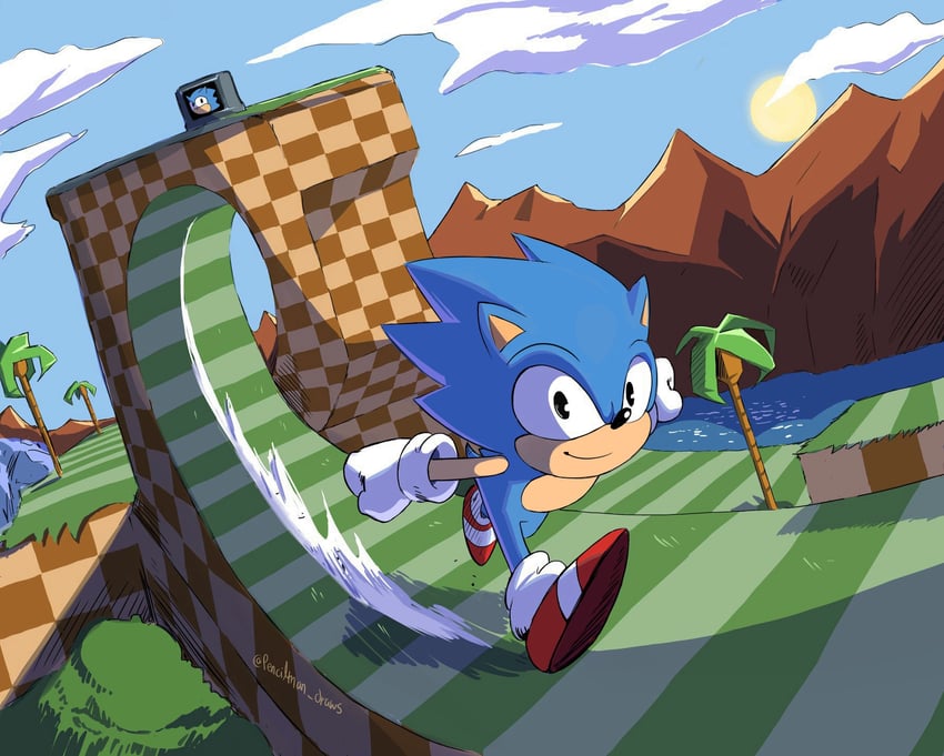 sonic the hedgehog and classic sonic (sonic and 1 more) drawn by pencilman_draws