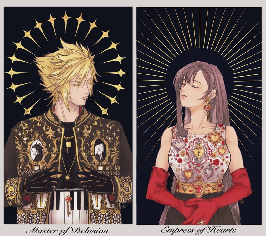 tifa lockhart, cloud strife, sephiroth, and zack fair (final fantasy and 2 more) drawn by slackertherubycat