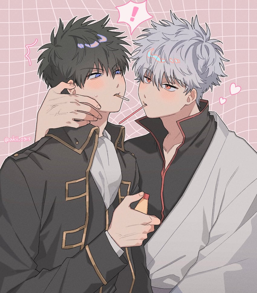 sakata gintoki and hijikata toushirou (gintama) drawn by akii_0915