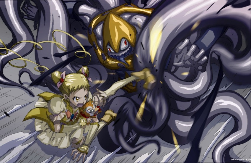 kasugano urara, cure lemonade, and syrup (precure and 1 more) drawn by maeashi