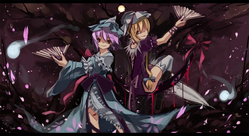 yakumo yukari and saigyouji yuyuko (touhou) drawn by shimadoriru