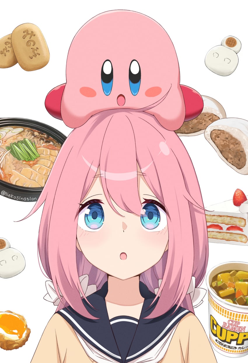 kirby and kagamihara nadeshiko (kirby and 1 more) drawn by nekosination