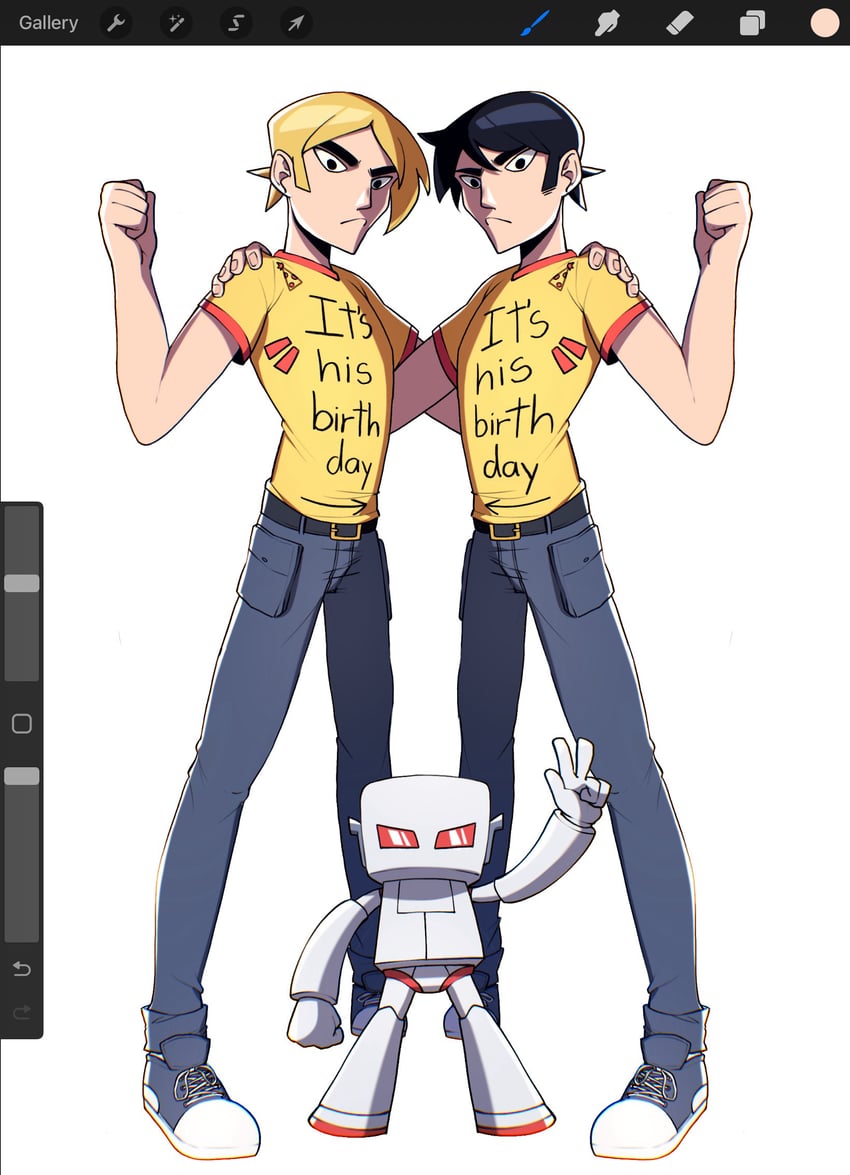 ken katayanagi, kyle katayanagi, and robot-01 (scott pilgrim and 1 more) drawn by warambling