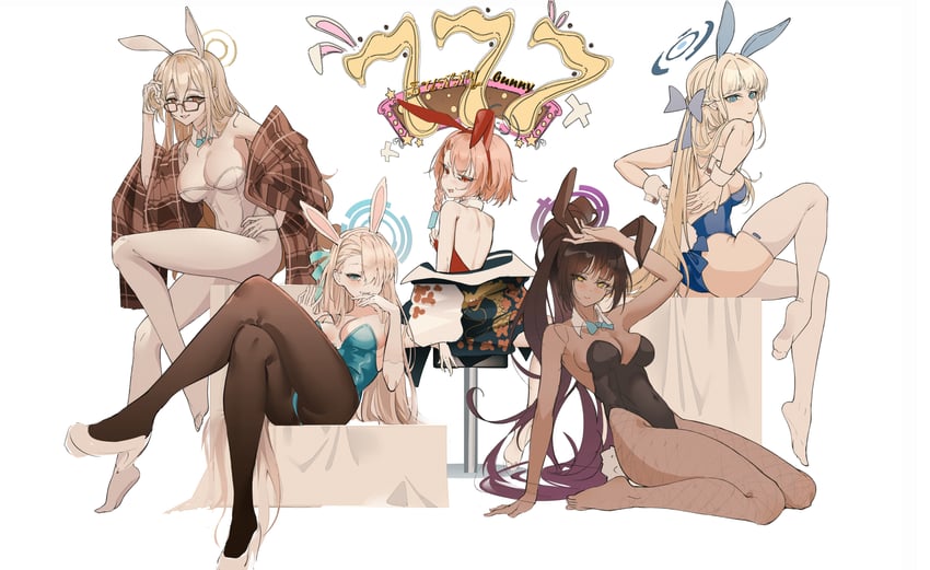 asuna, toki, karin, neru, and akane (blue archive) drawn by duona