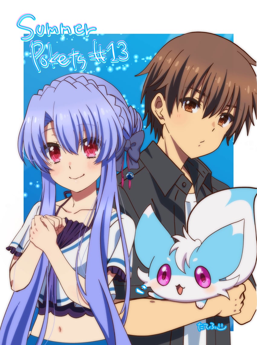 sorakado ao, takahara hairi, and inari (summer pockets) drawn by tatefuji_(fuji_p)