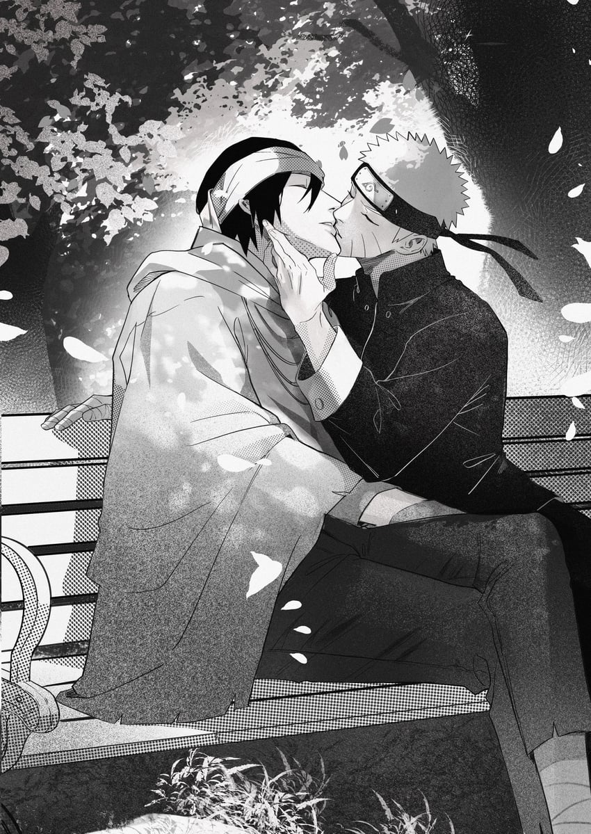 uzumaki naruto and uchiha sasuke (naruto) drawn by x-red_flower