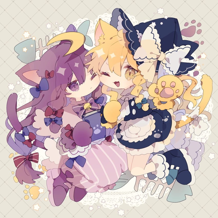 kirisame marisa and patchouli knowledge (touhou) drawn by nikorashi-ka