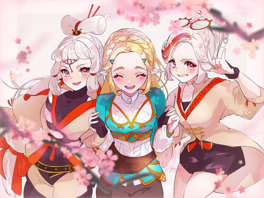 princess zelda, purah, and impa (the legend of zelda and 2 more) drawn by mozmozmoz