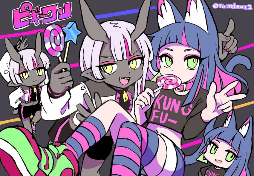 sammy and yuezu (kung-fu-piggy) drawn by ramudia_(lamyun)