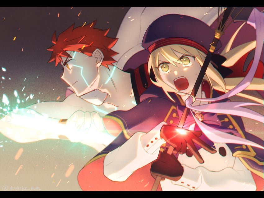 artoria pendragon, emiya shirou, artoria caster, and senji muramasa (fate and 1 more) drawn by misuko_(sbelolt)