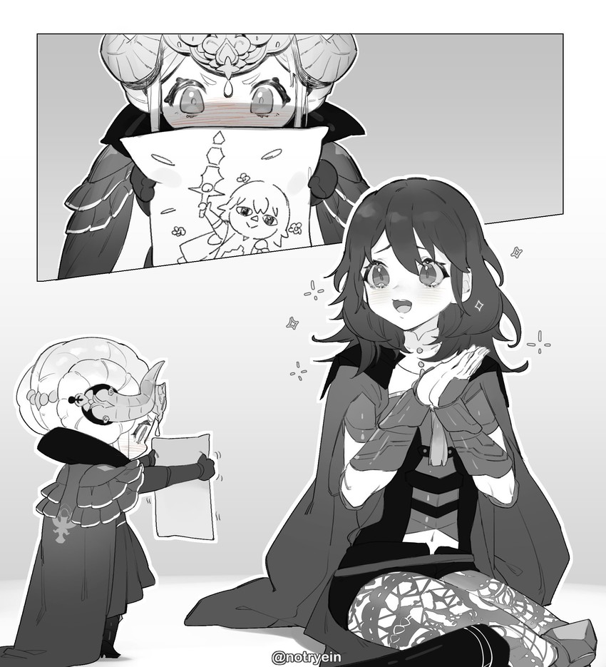 female byleth and edelgard von hresvelg (fire emblem and 2 more) drawn by ryein