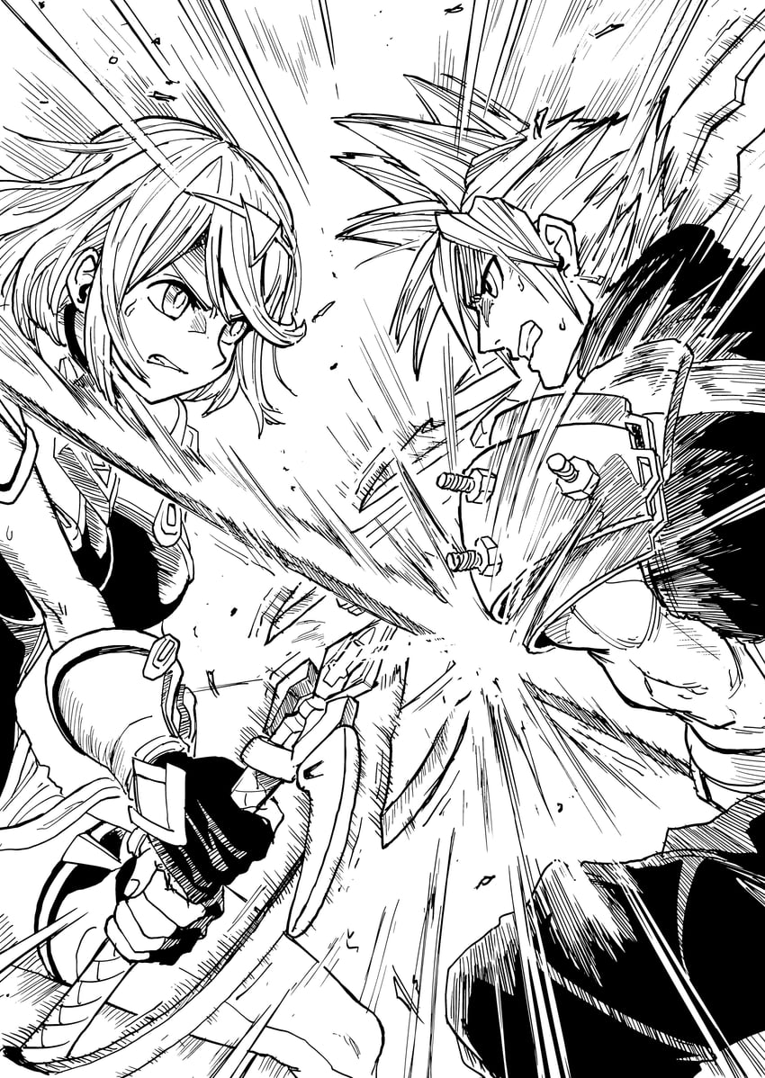 cloud strife and pyra (final fantasy and 4 more) drawn by amaamanotoubun