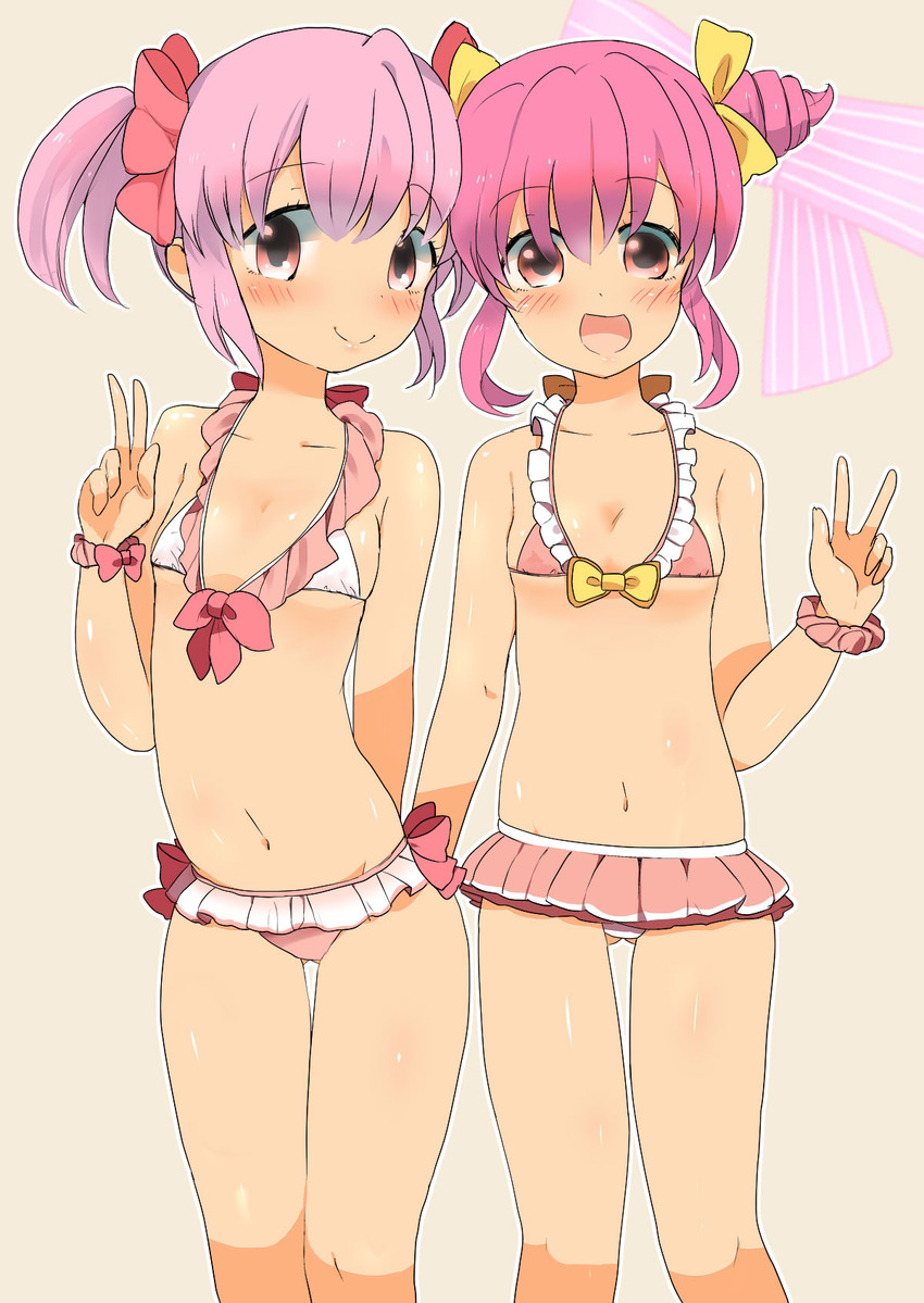 kaname madoka and hoshizora miyuki (mahou shoujo madoka magica and 2 more) drawn by rinran