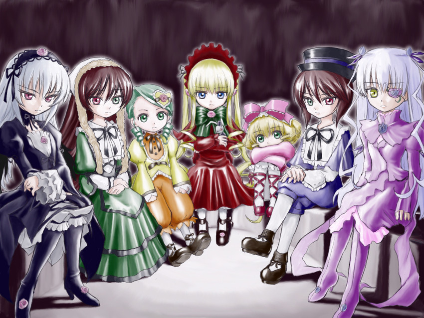 suigintou, shinku, suiseiseki, souseiseki, hinaichigo, and 2 more (rozen maiden) drawn by pixiv_id_15987137