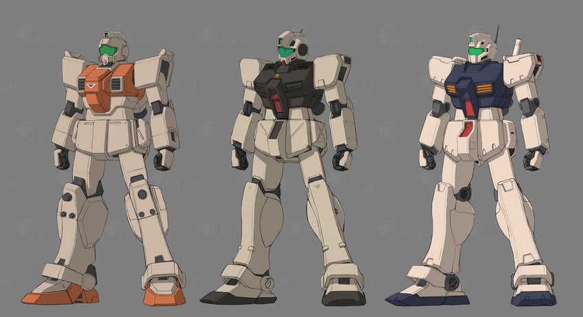 ground gm, gm command, and gm kai (gundam and 3 more) drawn by hiwa_industry