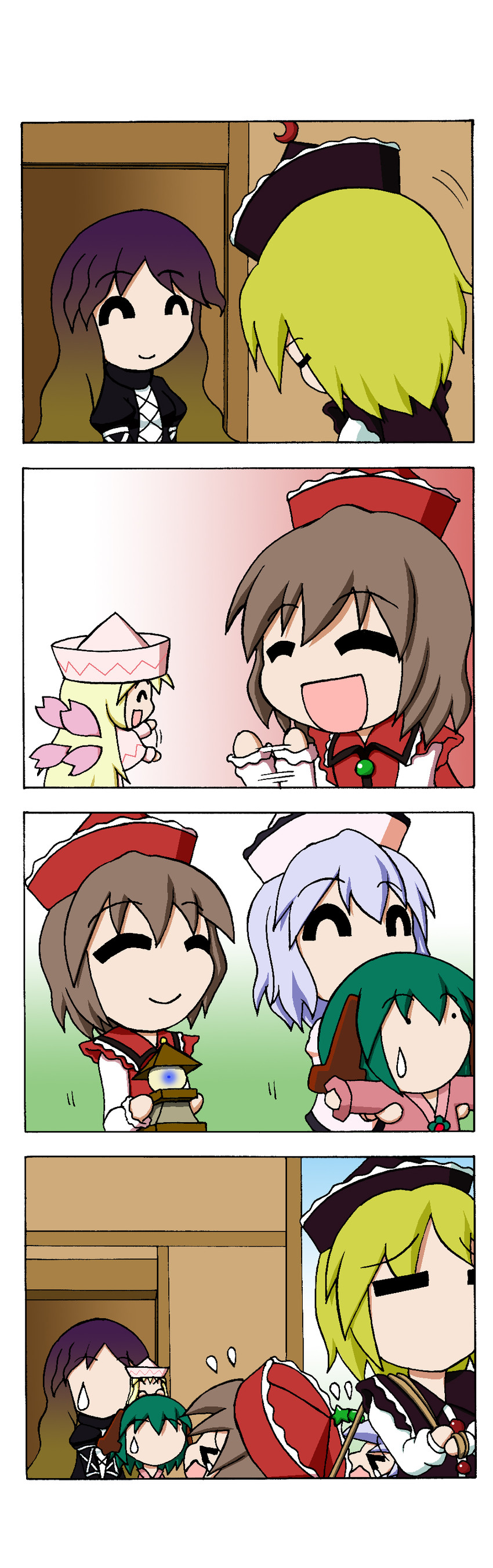 hijiri byakuren, kasodani kyouko, lily white, lunasa prismriver, merlin prismriver, and 1 more (touhou) drawn by rakugaki-biyori