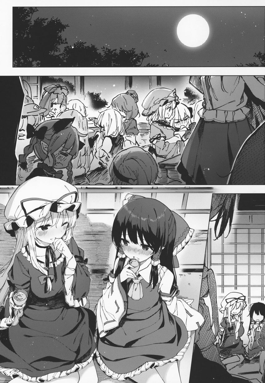 hakurei reimu, konpaku youmu, yakumo yukari, komeiji satori, saigyouji yuyuko, and 7 more (touhou) drawn by shnva