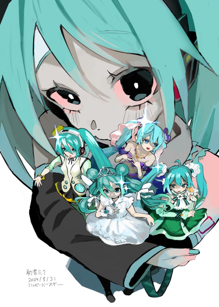 hatsune miku (vocaloid and 2 more) drawn by urokogaran