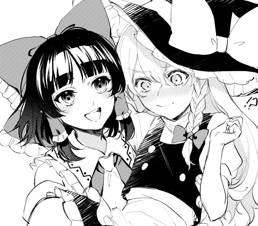 hakurei reimu and kirisame marisa (touhou) drawn by jill_07km