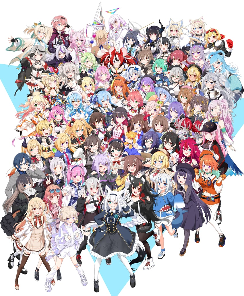 gawr gura, houshou marine, shirakami fubuki, hoshimachi suisei, mori calliope, and 72 more (hololive and 3 more) drawn by felutiahime